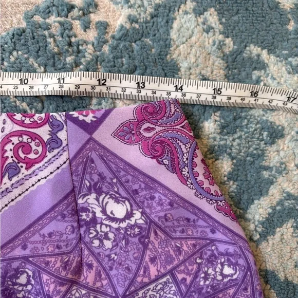 Vintage Y2K Purple and White Paisley Patterned Midi Skirt - Picture 5 of 7